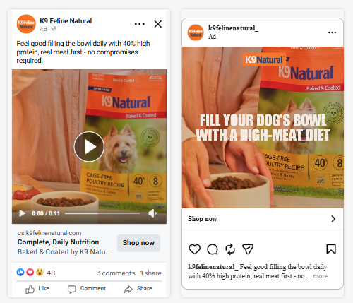 Baked and Coated Fill Your Dog’s Bowl paid social creative, the campaign’s strongest-return advertisement