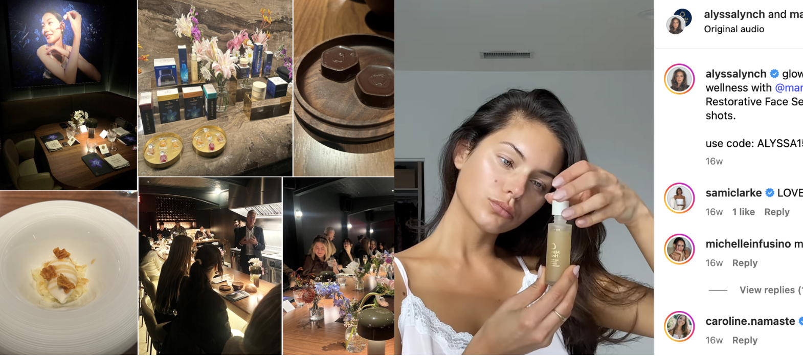 Mānuka Health community dinner alongside influencer skincare content
