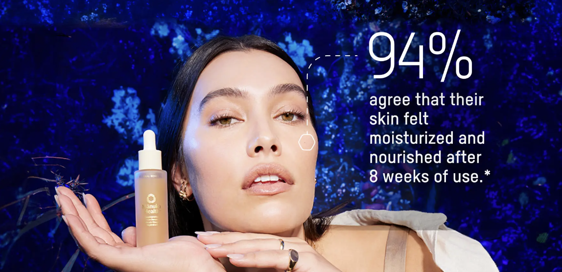 Clinical claim showing 94% of participants agreed their skin felt moisturized and nourished after eight weeks
