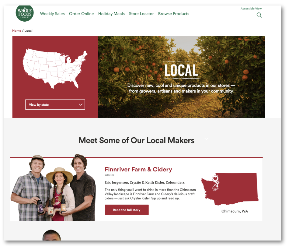We Love Local digital supplier storytelling webpage